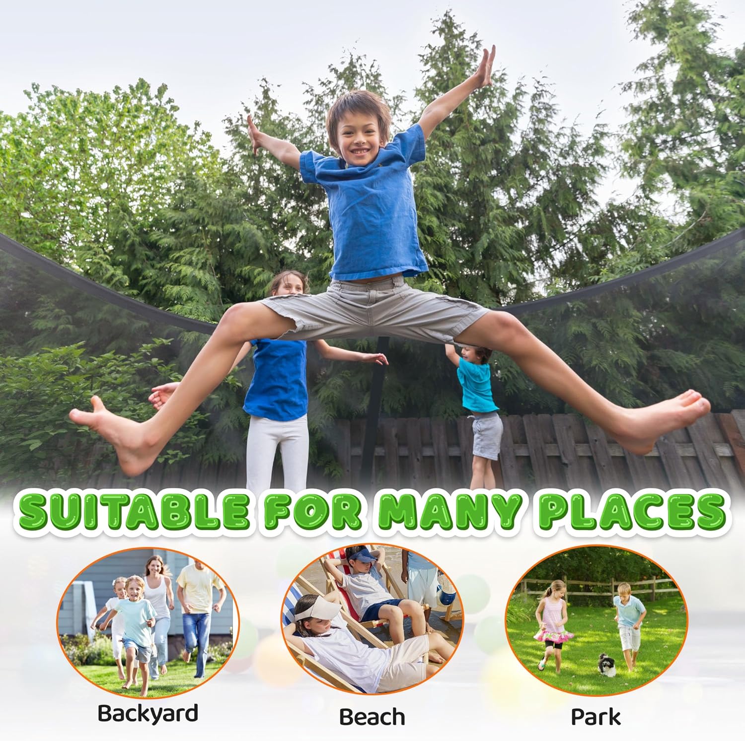 Trampoline Trampoline de loisirs avec filet de clôture et échelle, trampoline d'extérieur antirouille pour enfants et adultes