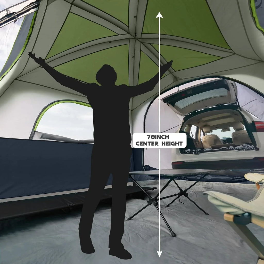 Tente SUV pour camping, tente hayon SUV 6 personnes - Installation facile avec double toit