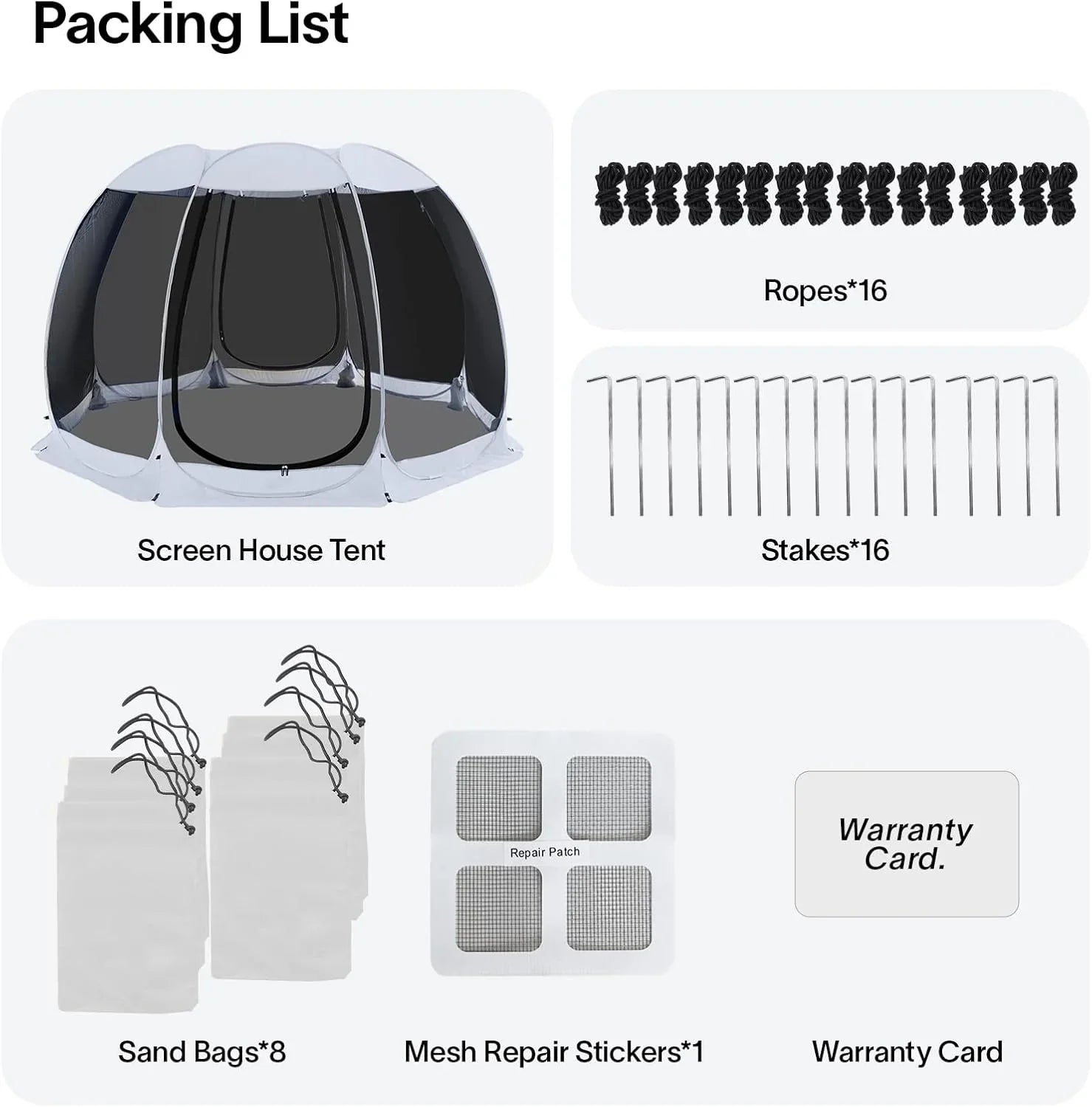 Gazebo à écran, peut accueillir 6 à 10 à 15 personnes Tente à baldaquin de style igloo avec moustiquaire sur les côtés Parfait pour le jardin, la terrasse, l'arrière-cour