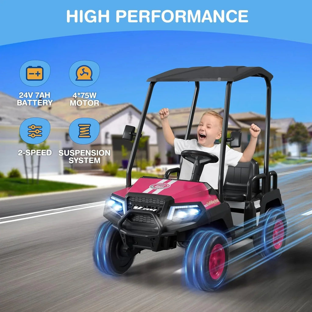 Voiturette de golf pour enfants R9 24 V avec télécommande et auvent amovible