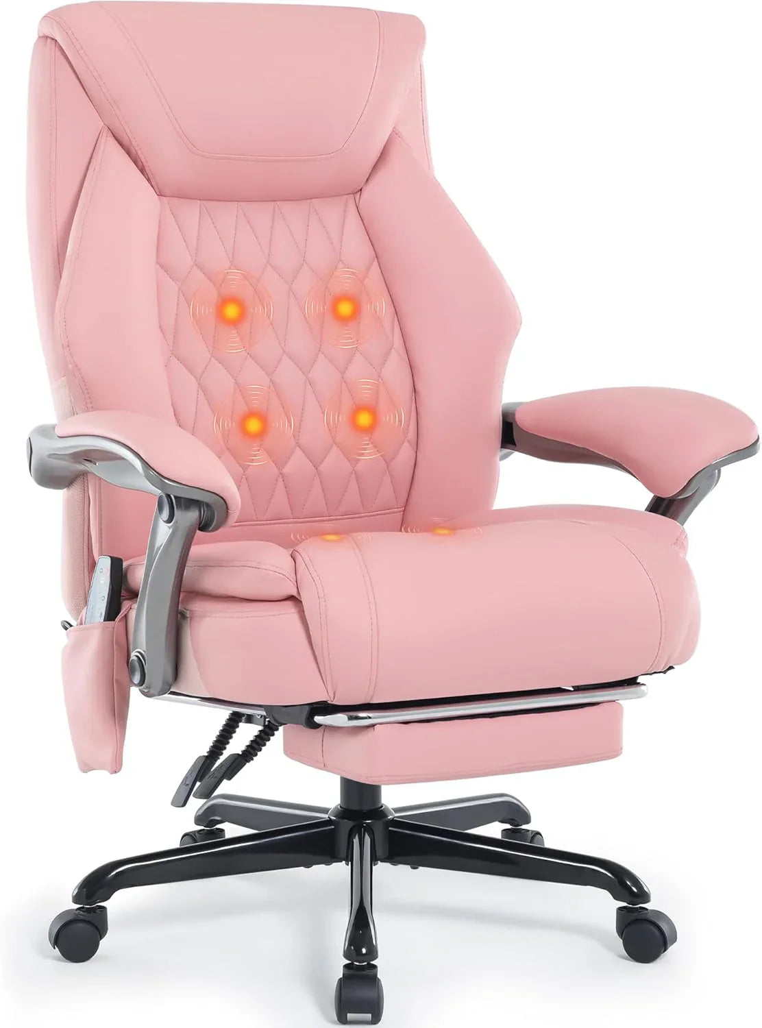 Fauteuil de bureau massant avec chauffage et repose-pieds Fauteuil de bureau ergonomique inclinable pour cadres