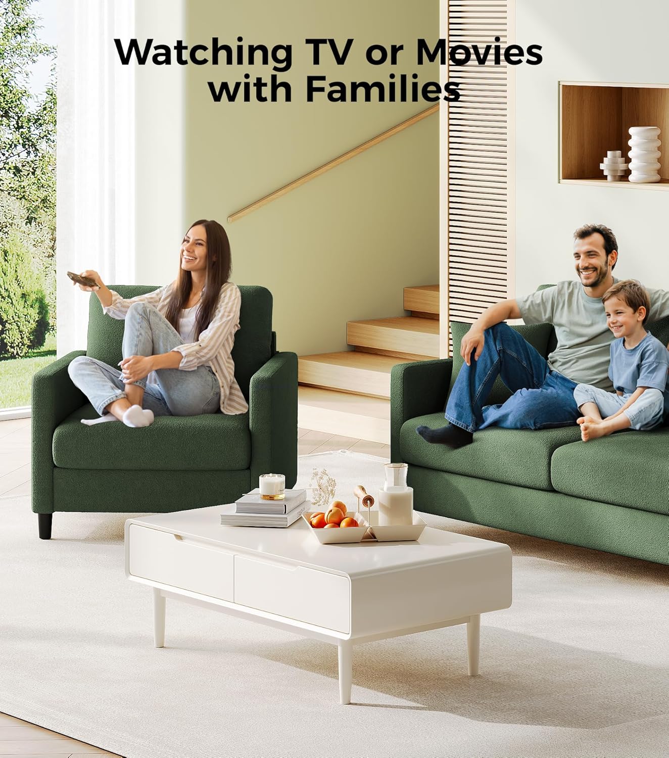 Causeuse de 51 pouces, causeuse confortable en velours côtelé