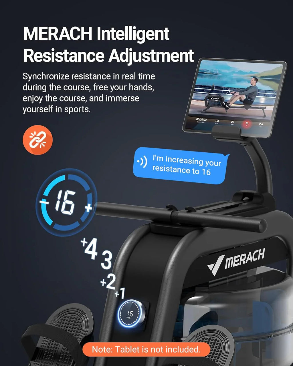 Rameur domestique Merachi à résistance silencieuse et double glissière