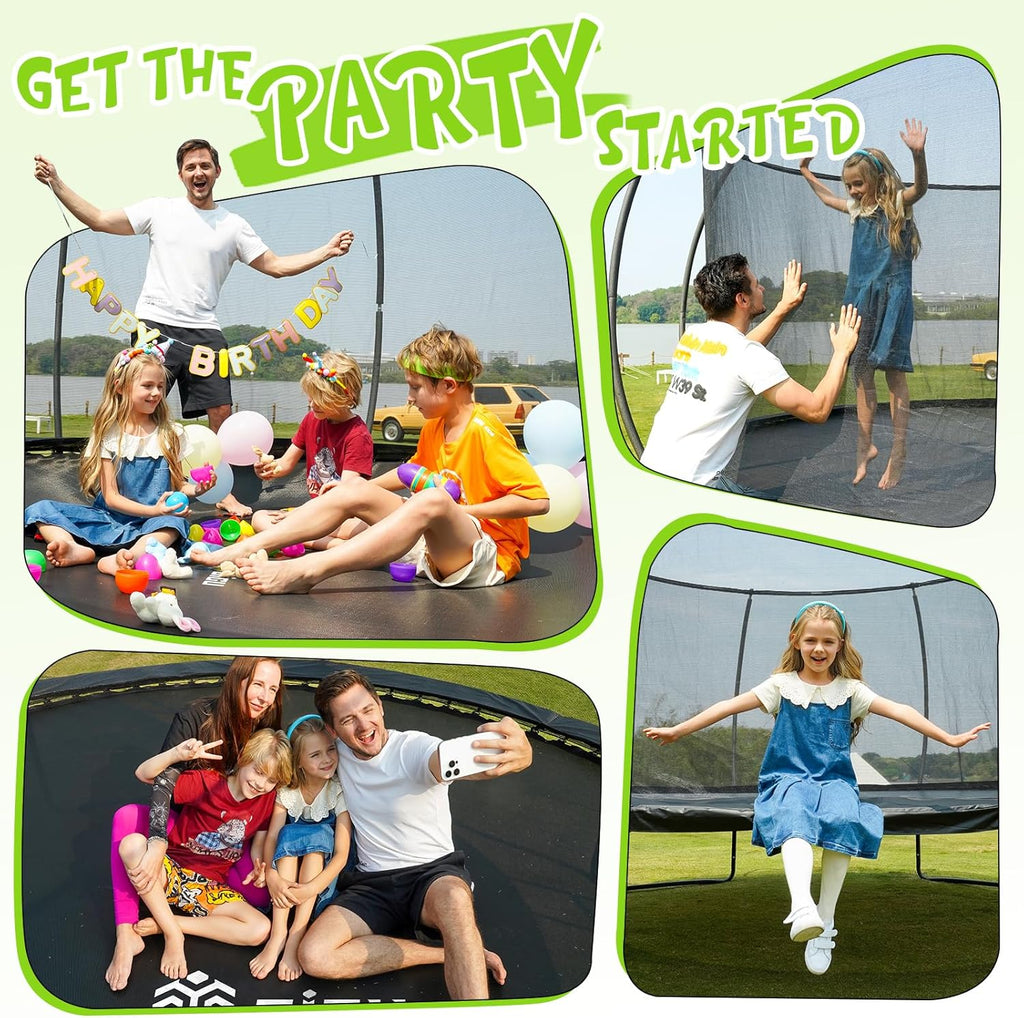 Trampoline récréatif Gigu de 10 pieds, 12 pieds et 14 pieds avec clôture et échelle, revêtement antirouille