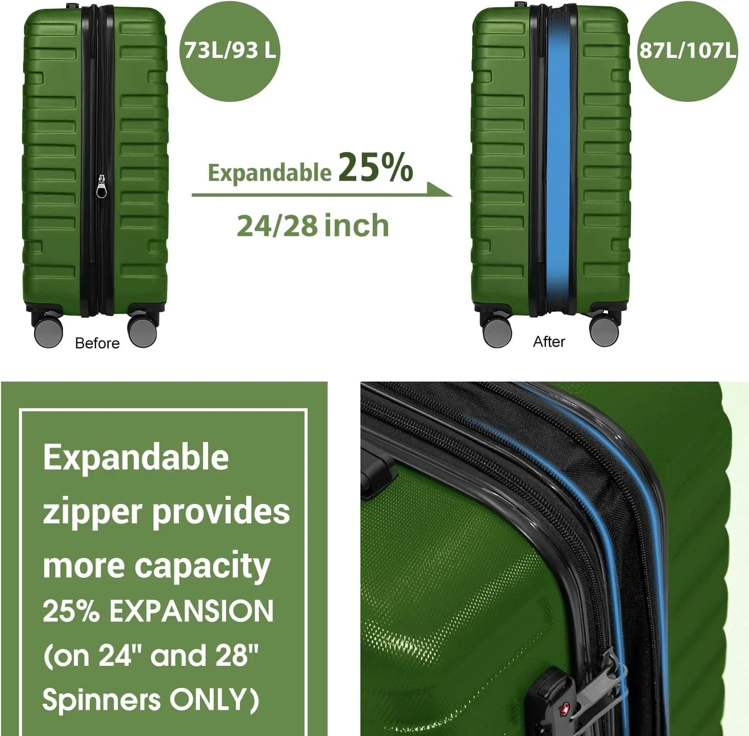 Ensemble de bagages à main légers et extensibles à coque rigide de 6 pièces
