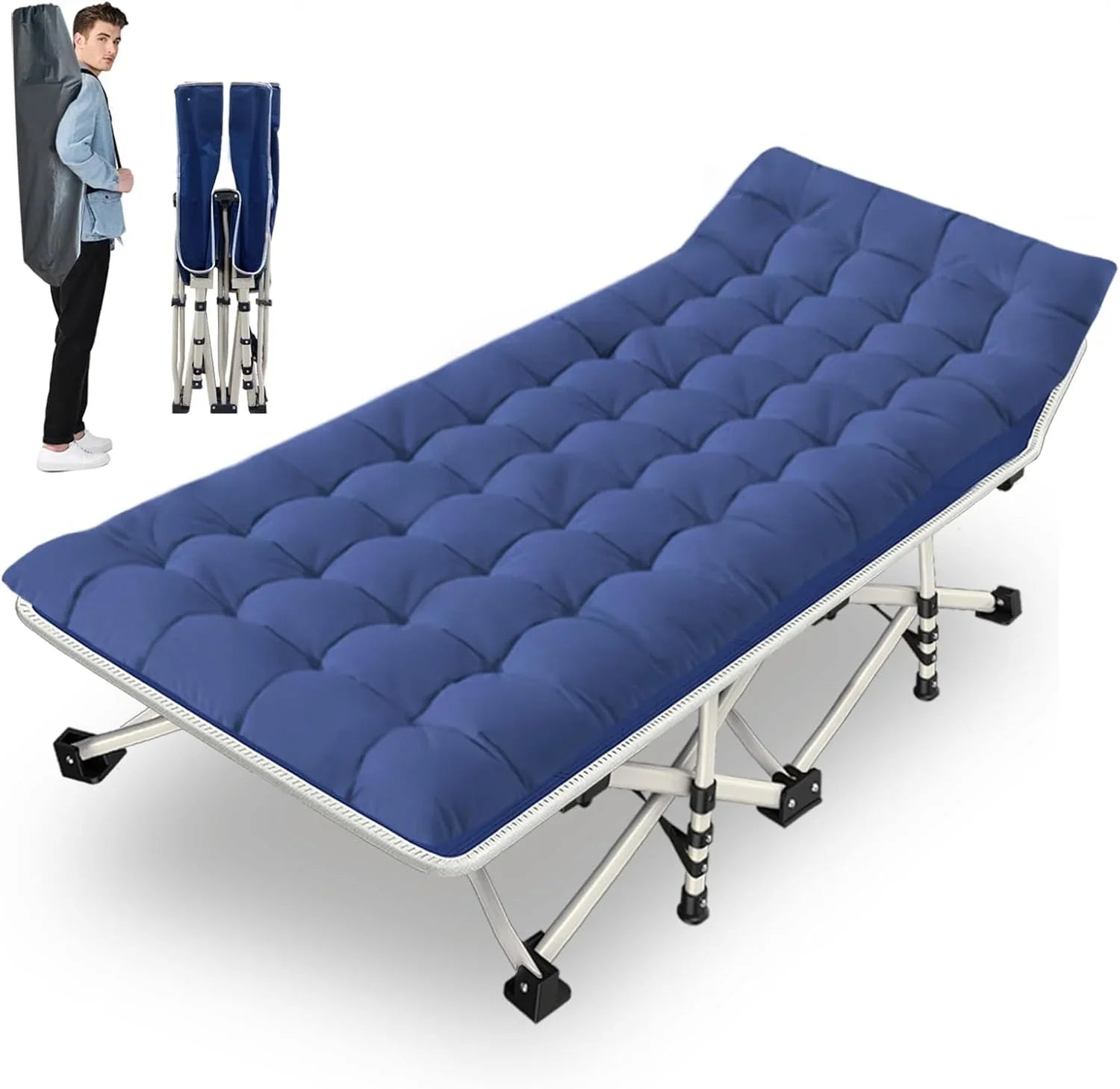 Lot de 2 lits de camp avec matelas, lit pliant confortable et robuste pour bébé