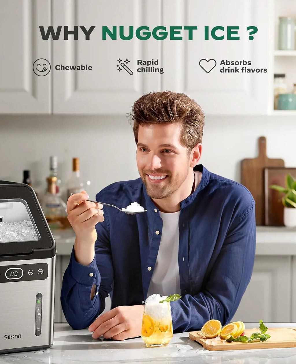 Machine à glace à mâcher Silonn avec fonction autonettoyante