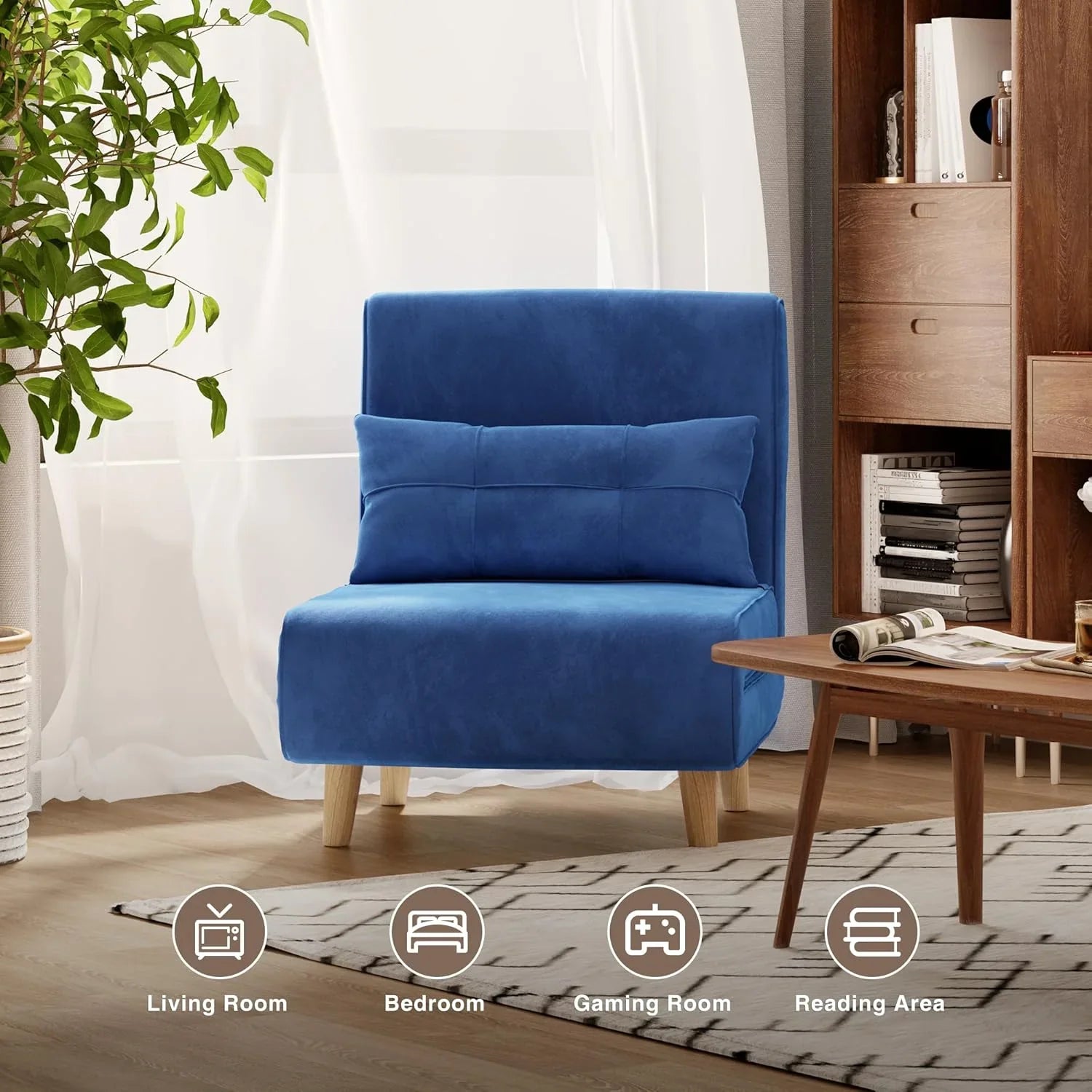 Fauteuil-lit 3 en 1, canapé-lit futon convertible avec dossier réglable