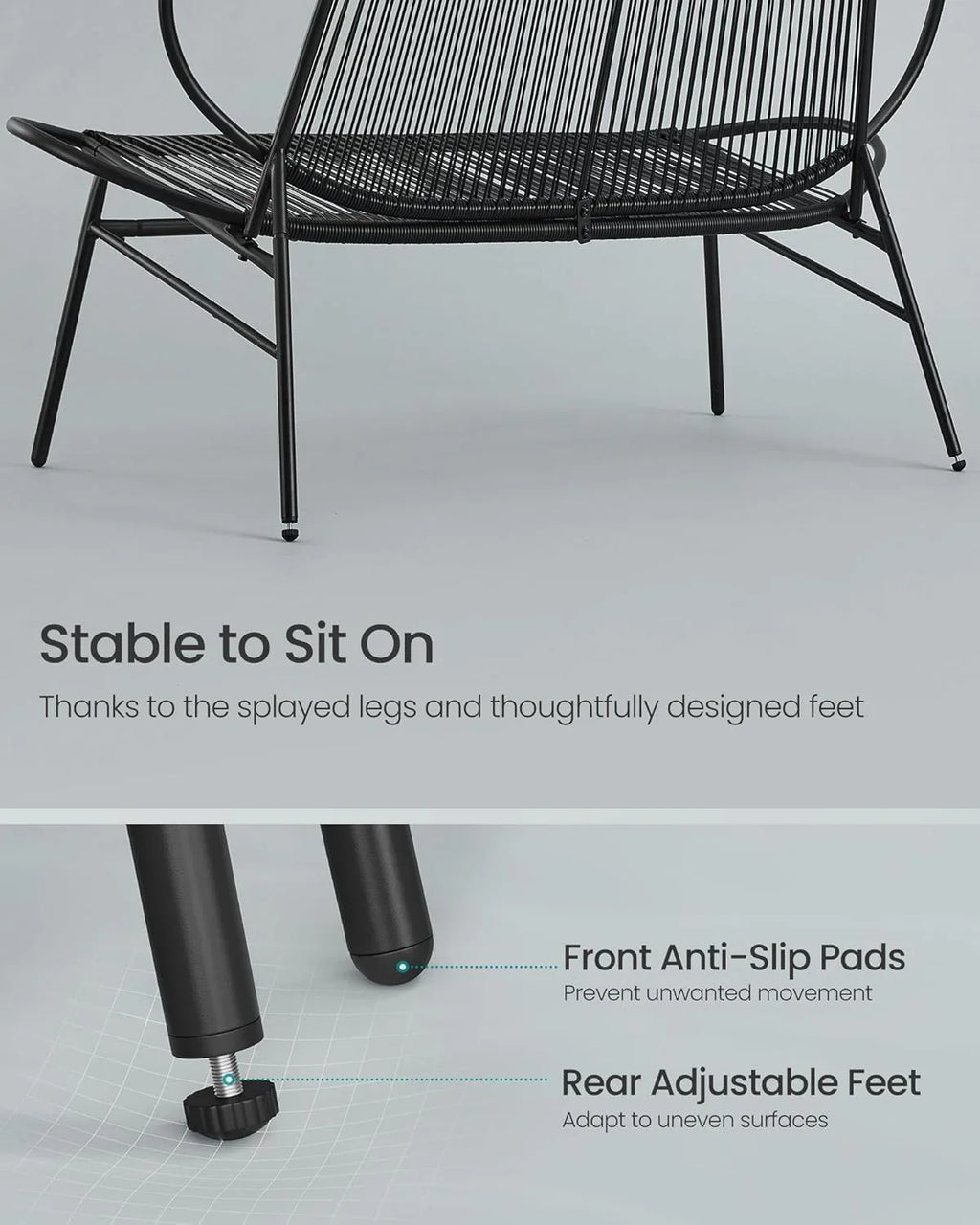 Canapé d'extérieur 2 places avec dossier en rotin synthétique