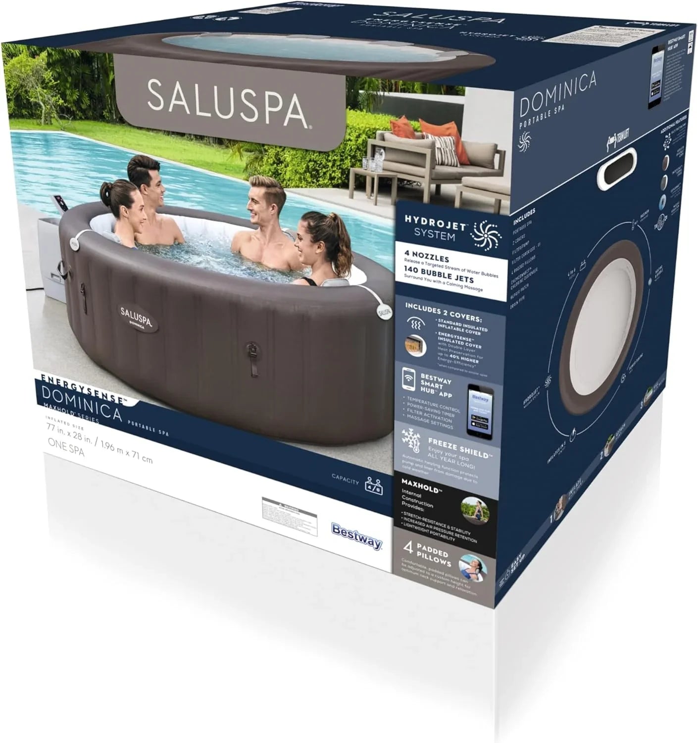 Spa gonflable Bestway SaluSpa Miami EnergySense AirJet (180 x 66 cm) | Spa portable avec 2 housses