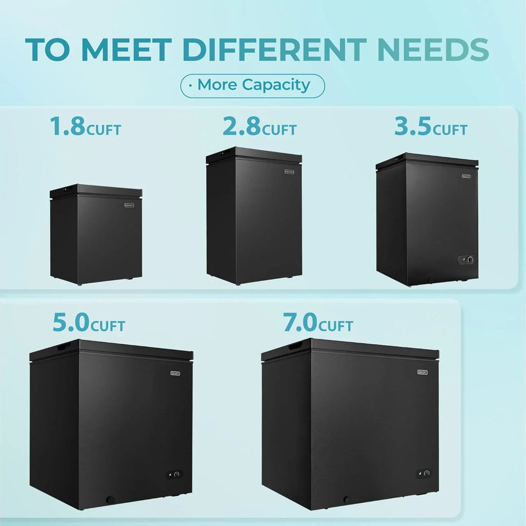 EUHOMY 3.5 Cubic Foot Upright Freezer, Small Deep Freezer, Adjustable 7 Thermostats, Quiet Mini Freezer, Freestanding Top Door