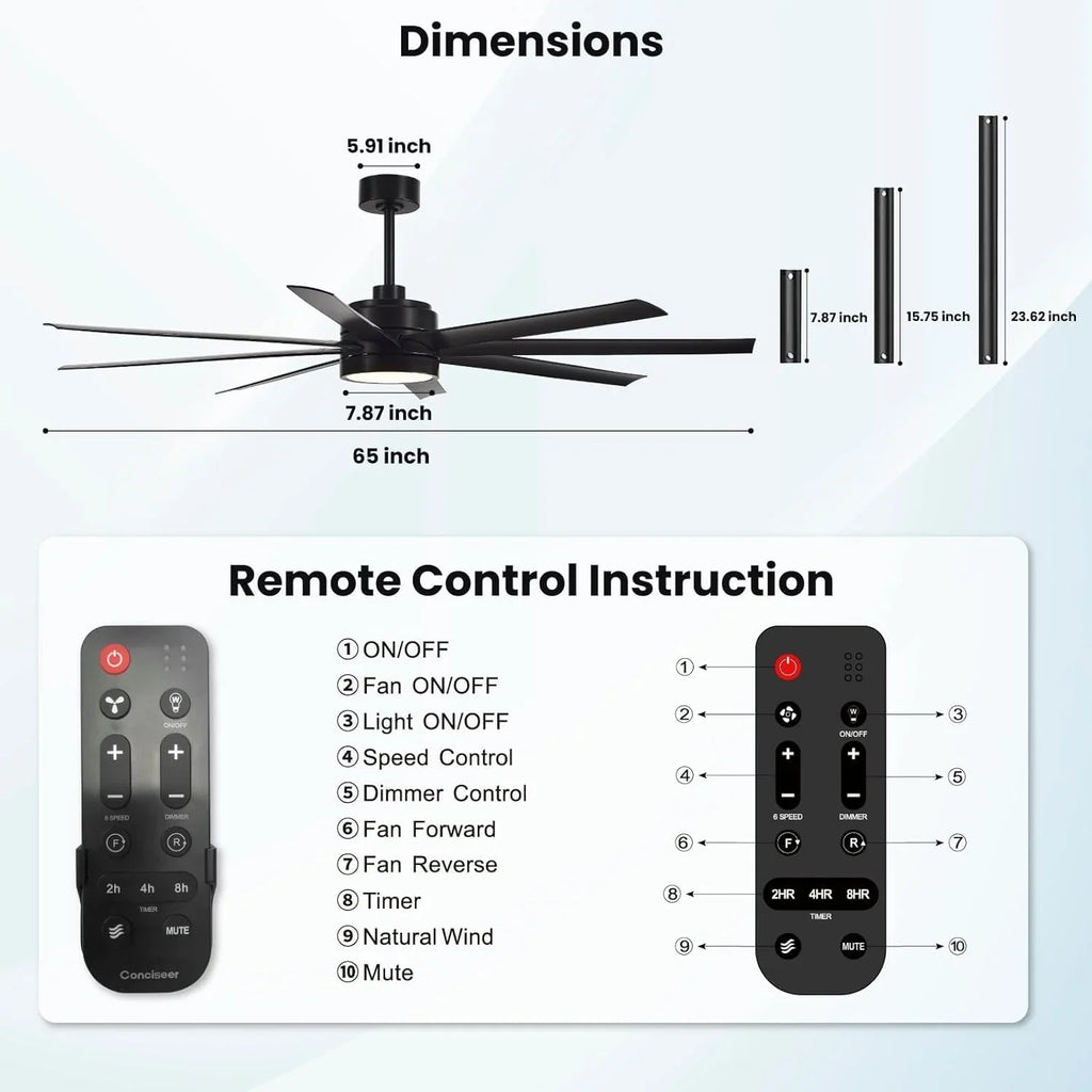 Ventilateur de plafond moderne 72 pouces chambre salon bibliothèque café extérieur/industriel