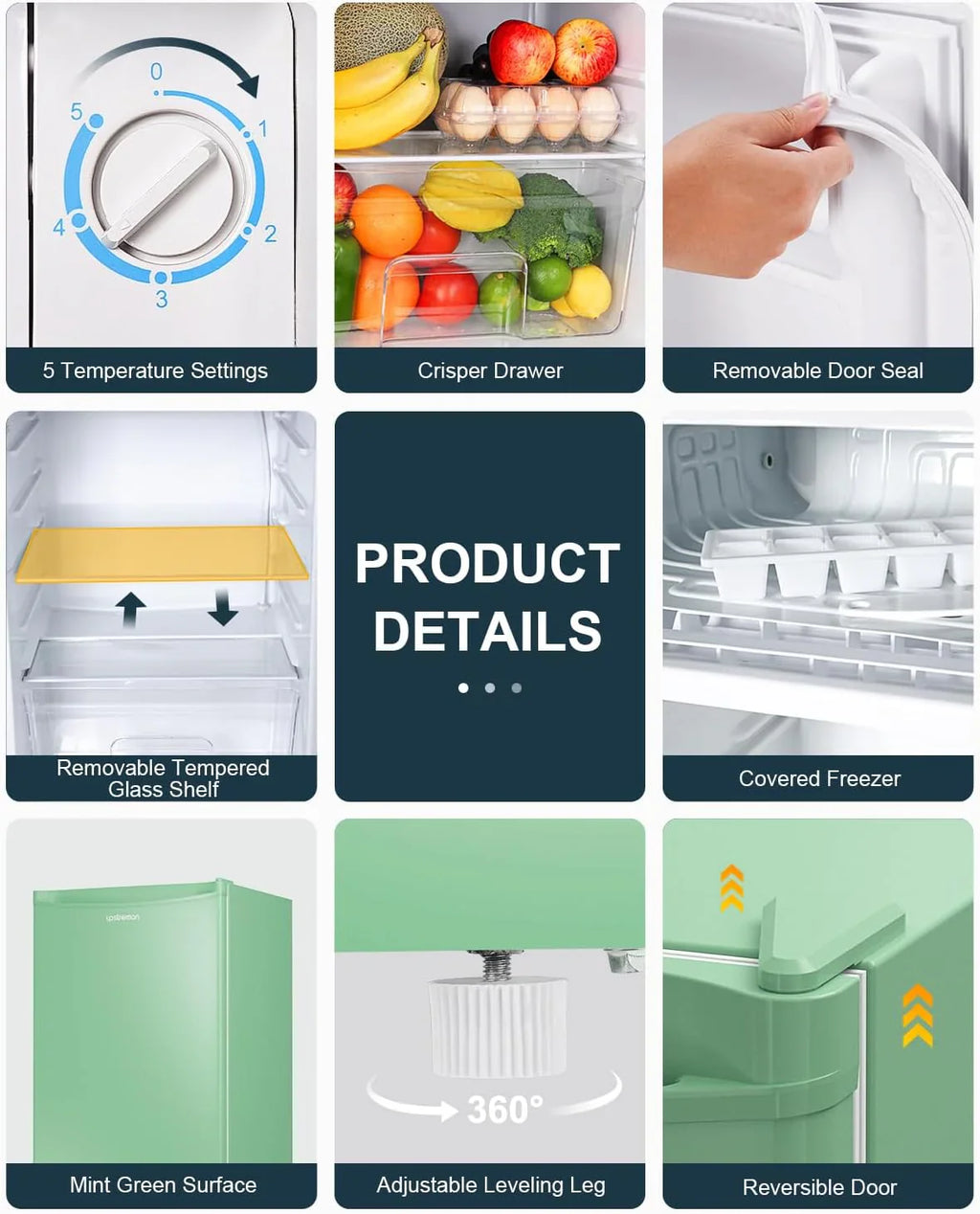 Mini-réfrigérateur Upstreman de 3,2 pieds cubes avec congélateur, mini-réfrigérateur à une porte, réfrigérateur de dortoir