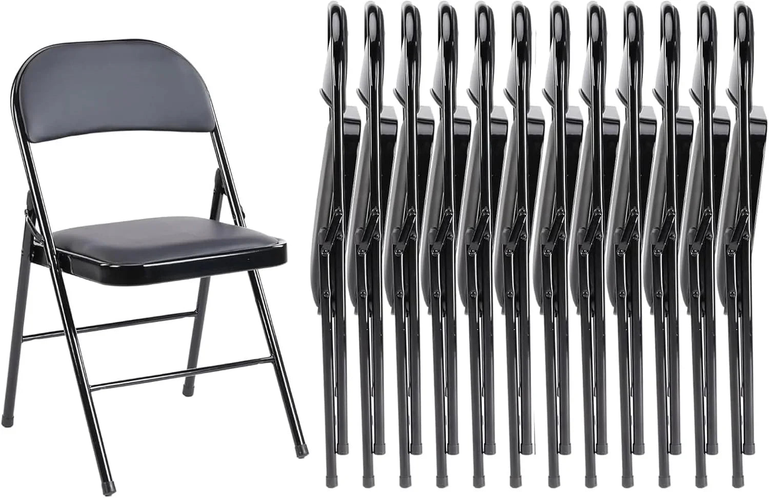 Lot de 12 chaises pliantes Sweetcrispy, rembourrées en cuir, robustes et pliables en métal.