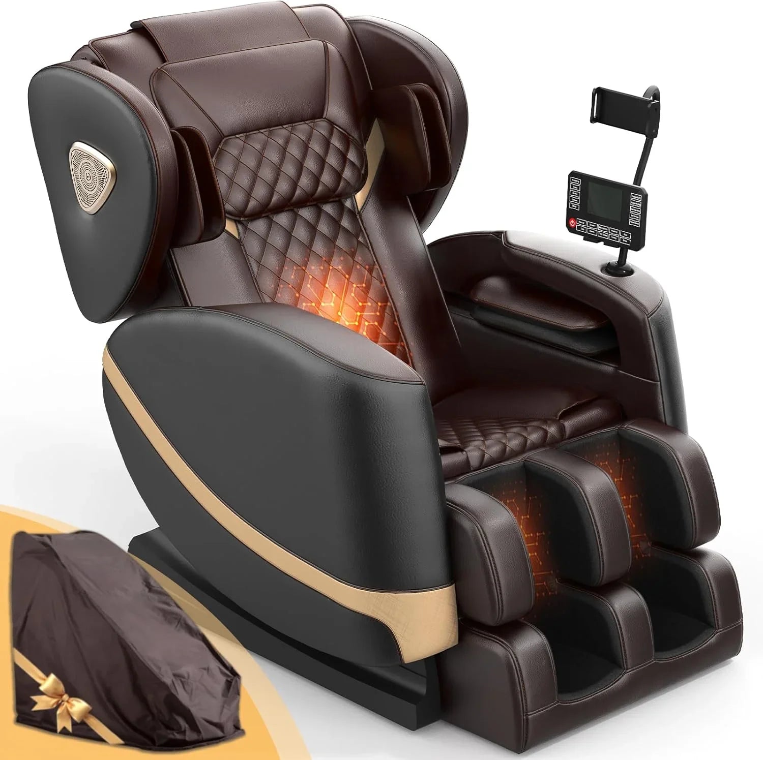 Fauteuil de massage complet, fauteuil de massage à gravité zéro avec 10 rouleaux fixes, chauffage, massage des pieds