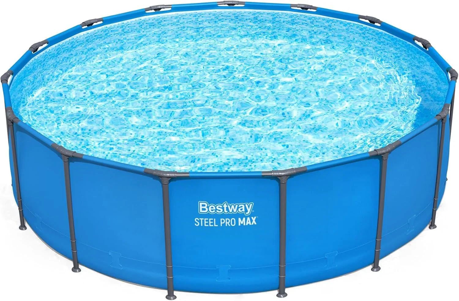 Piscine hors sol extérieure ronde Steel Pro MAX de 4,2 m x 122 cm avec cadre métallique et pompe de filtration de 1 000 litres, échelle et bâche