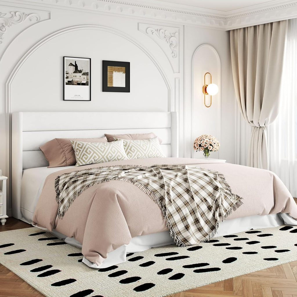 Lit queen-size relevable avec rangement Allewie, tête de lit à oreilles moderne et support hydraulique