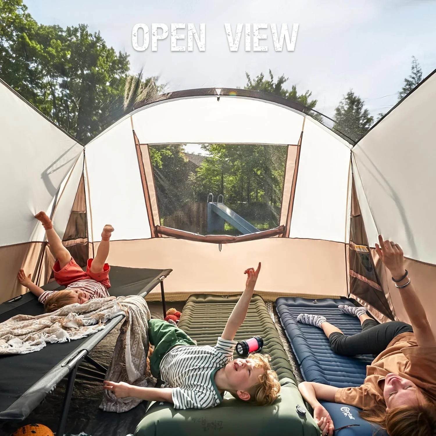 Tente de camping familiale PORTAL 6/8/10 personnes avec moustiquaire, grande tente tunnel étanche