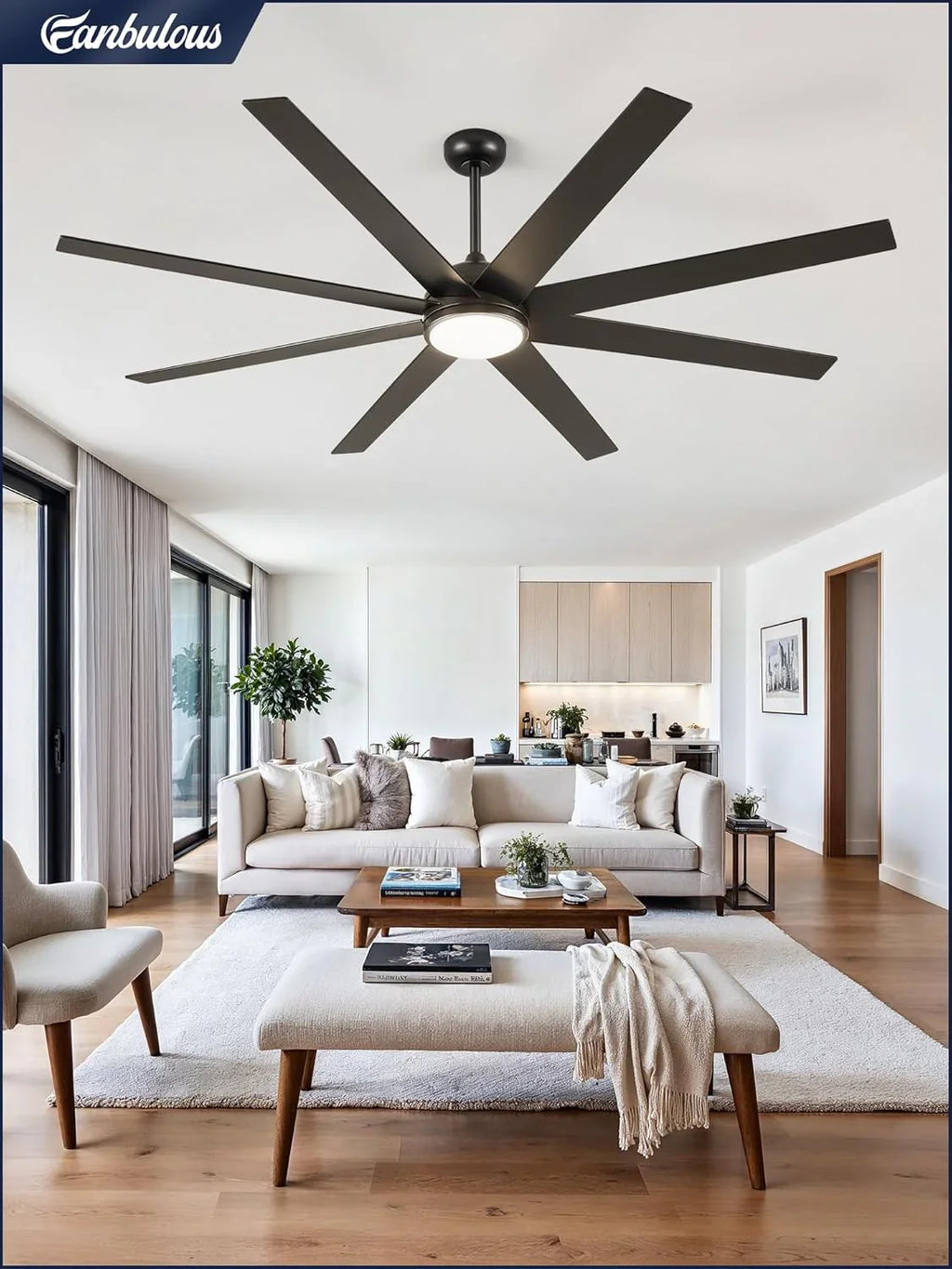 Ventilateur de plafond intérieur/extérieur 8 pales 65 pouces