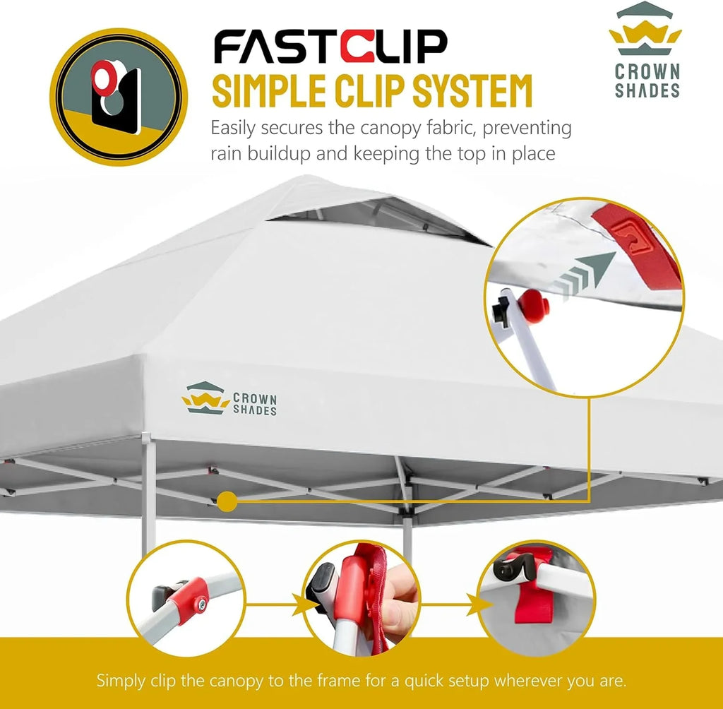 Auvent pop-up 10x10 - Installation en un clic - Tente de plage - Parasol extérieur avec dessus argenté, 3 hauteurs et 4 poches à sable