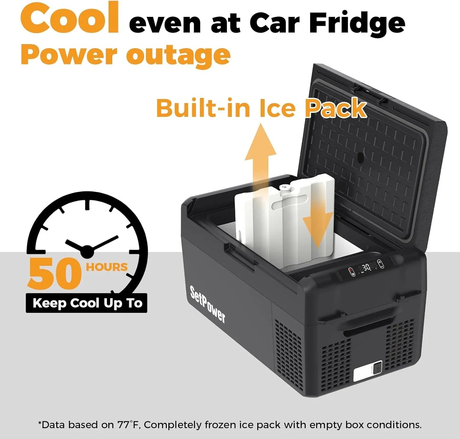 Réfrigérateur portable 12 V 21 litres, autonomie de 50 heures, glacière électrique pour voiture