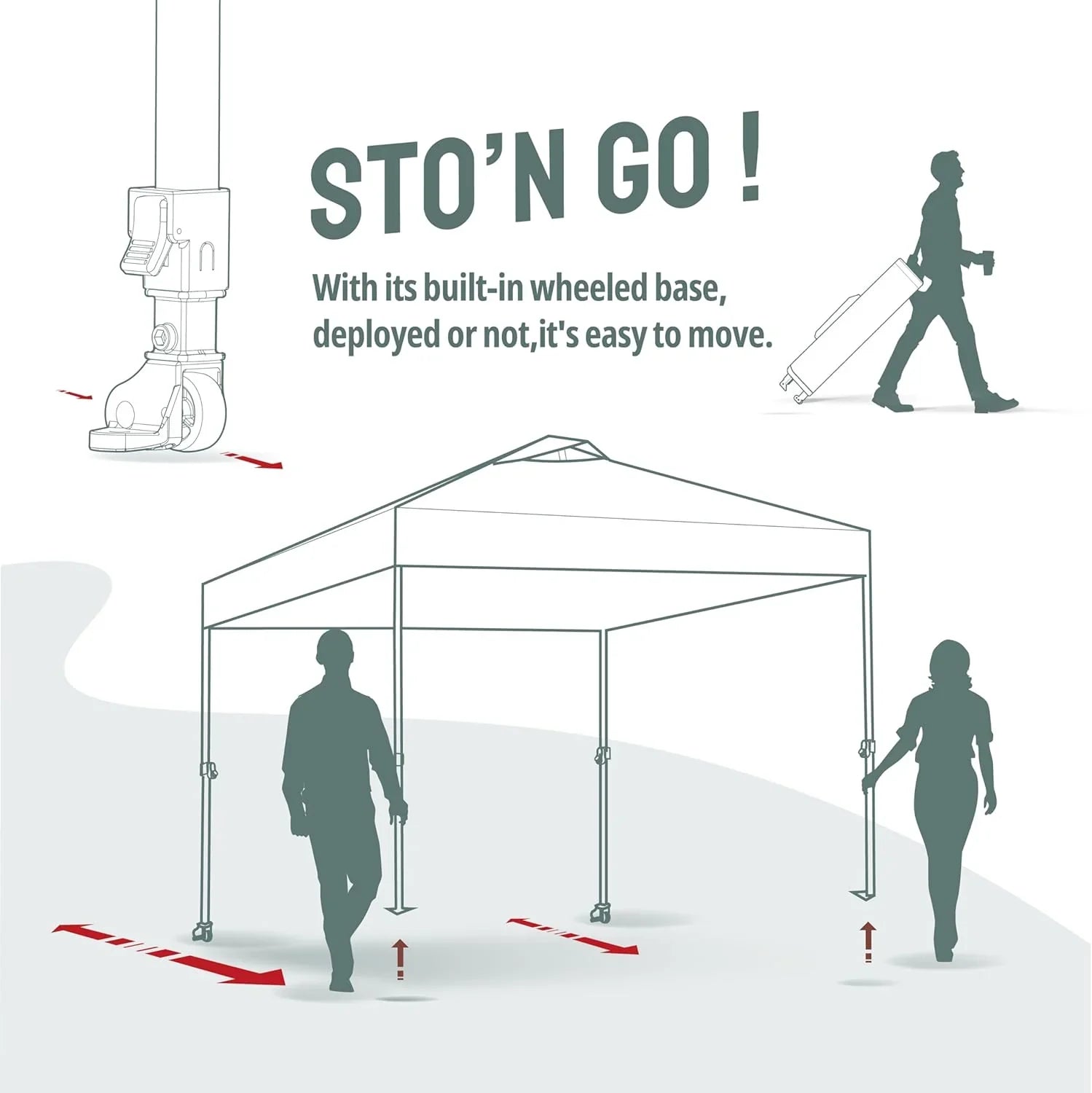 Auvent pop-up 10x10 - Installation en un clic - Tente de plage - Parasol extérieur avec dessus argenté, 3 hauteurs et 4 poches à sable