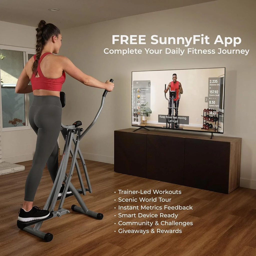 Vélo elliptique Smart AirWalk Sunny Health & Fitness, à faible impact, 76 cm, pour usage domestique