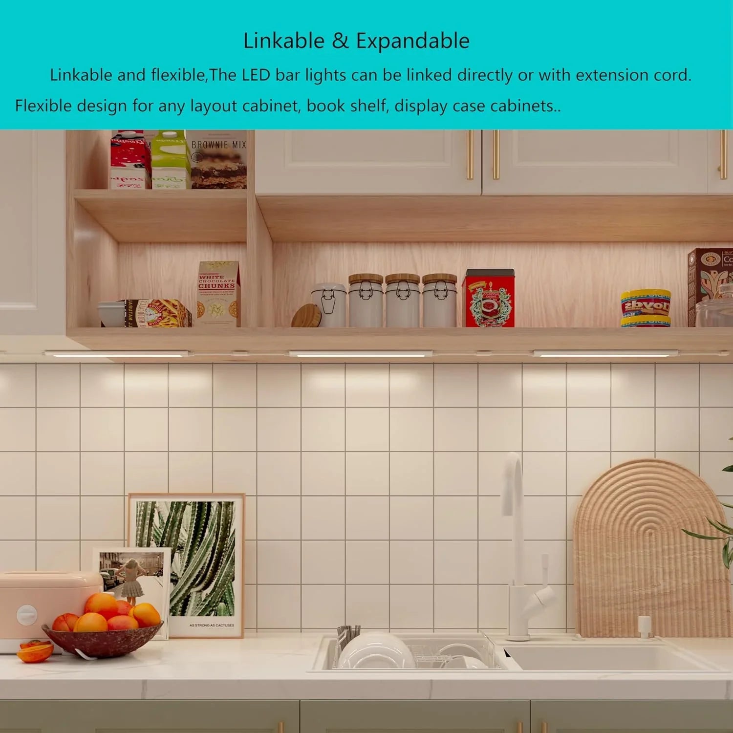 Bande lumineuse intelligente sous meuble, blanche et à intensité variable