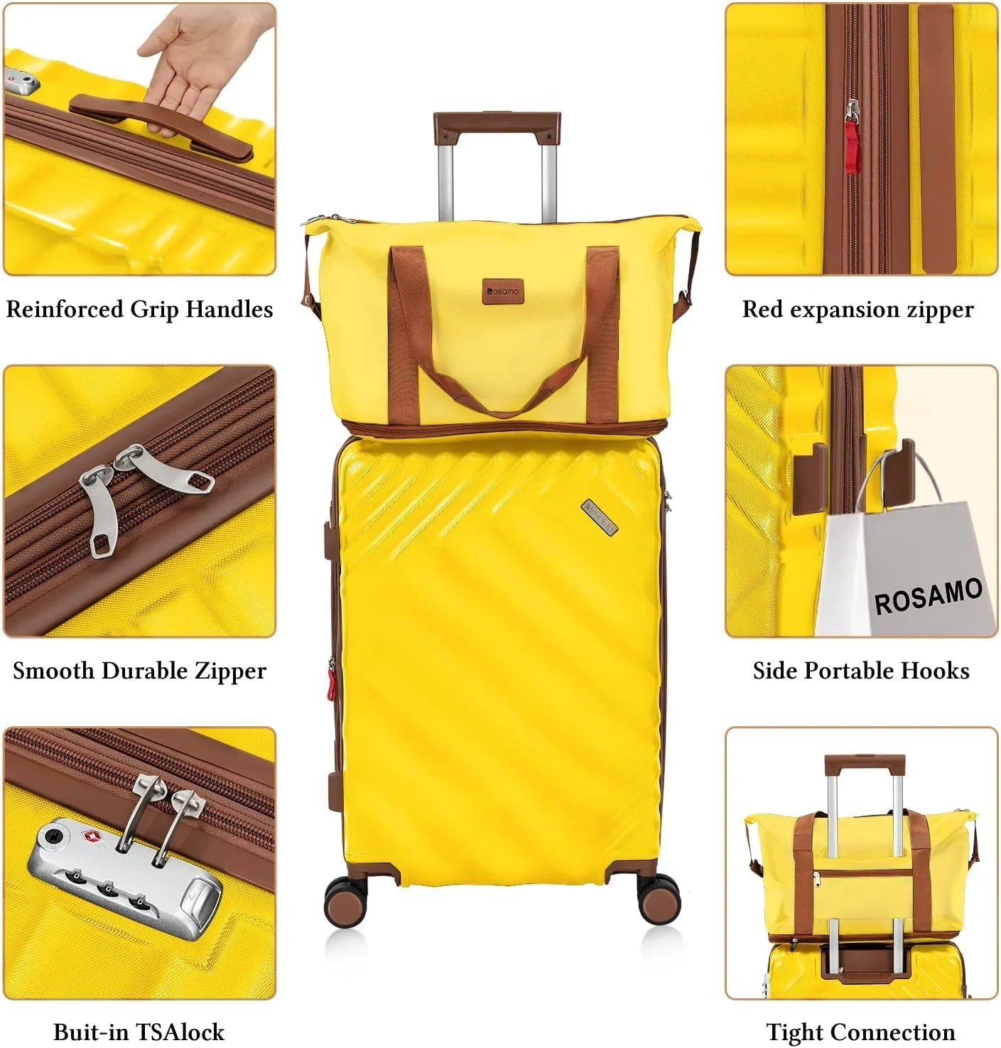 Ensemble de bagages 5 pièces valise extensible 22x14x9 certifié aviation ensemble de voyage étanche durable