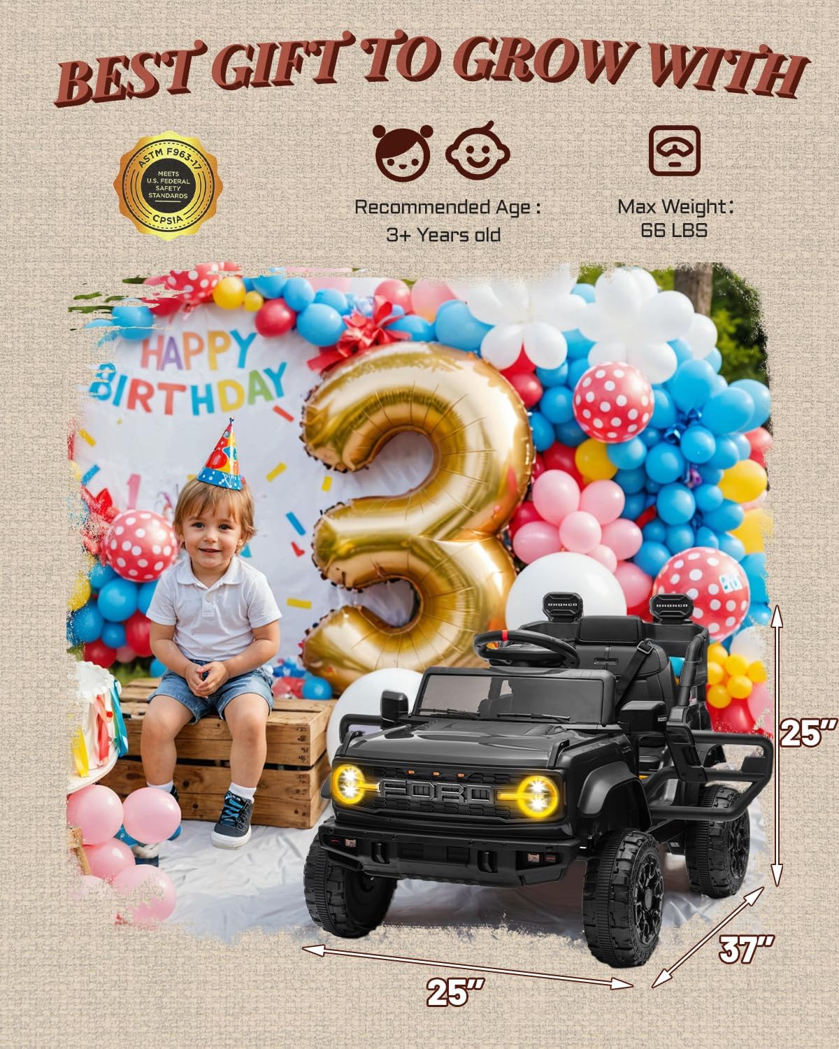 Camion rose pour enfants – Voiture électrique à piles