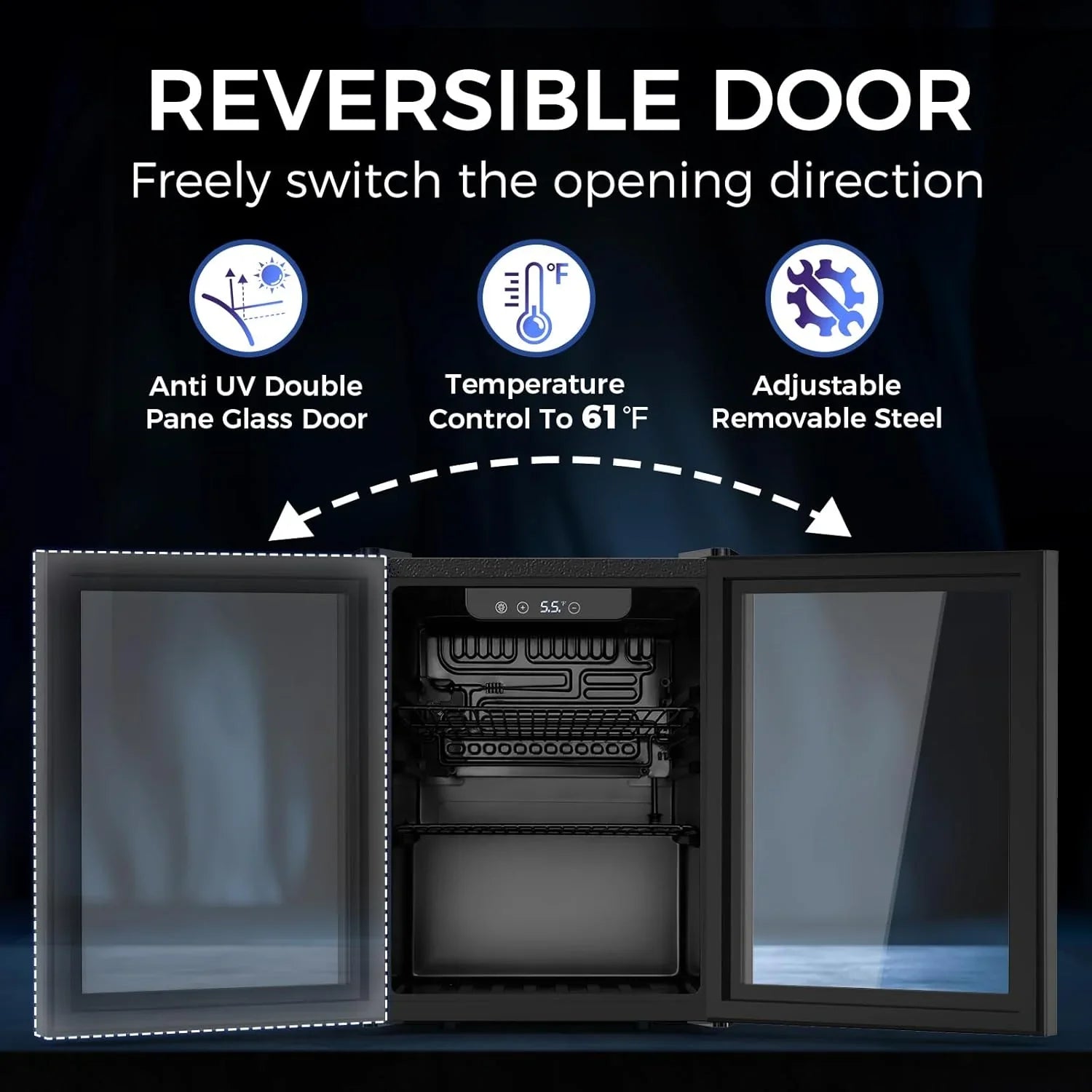 Mini-réfrigérateur 130 canettes, 3,2 pi³, pour boissons, sodas, vin, bière, température réglable pour le bureau et la maison.