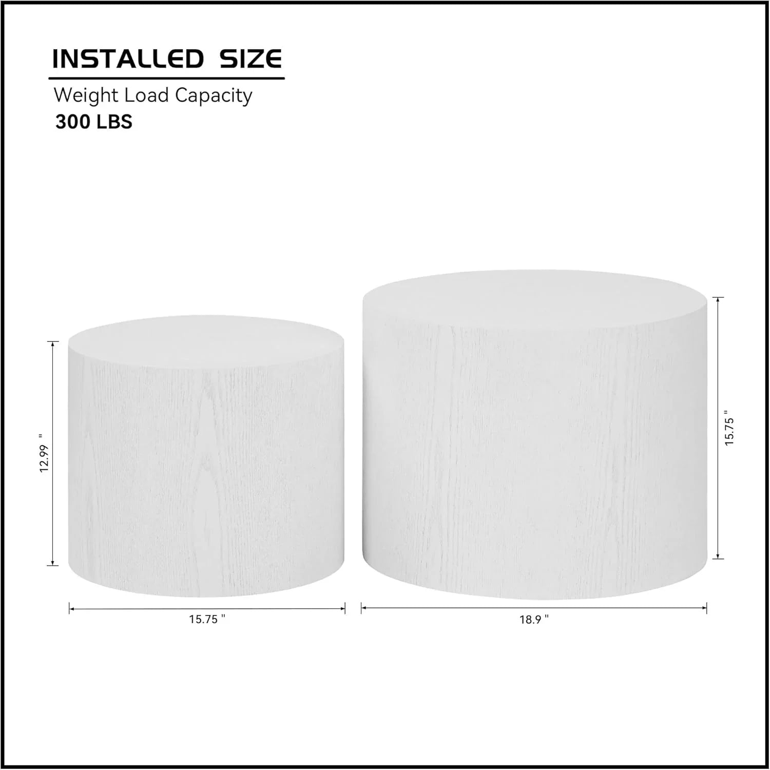 Lot de 2 tables basses gigognes, table basse ronde moderne avec pieds antidérapants, tables d'appoint circulaires en bois de noyer