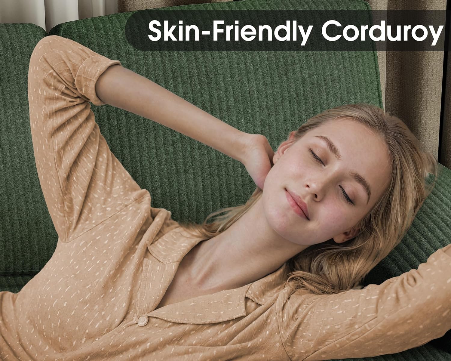 Canapé sectionnel de salon Furmax, canapé en U en lin