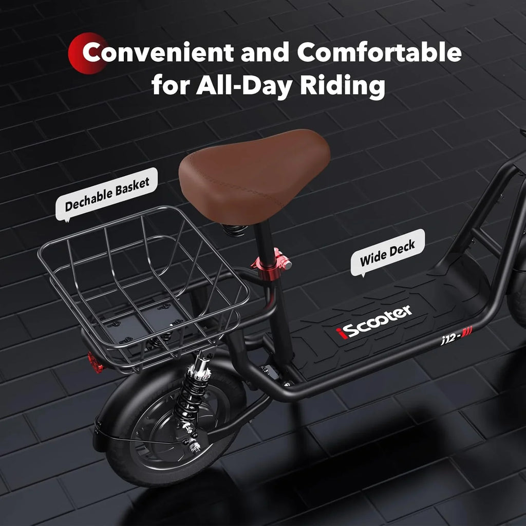 Trottinette électrique iScooter avec siège, autonomie de 60/34 km, vitesse de pointe de 45/39/25 km/h, double suspension avec panier