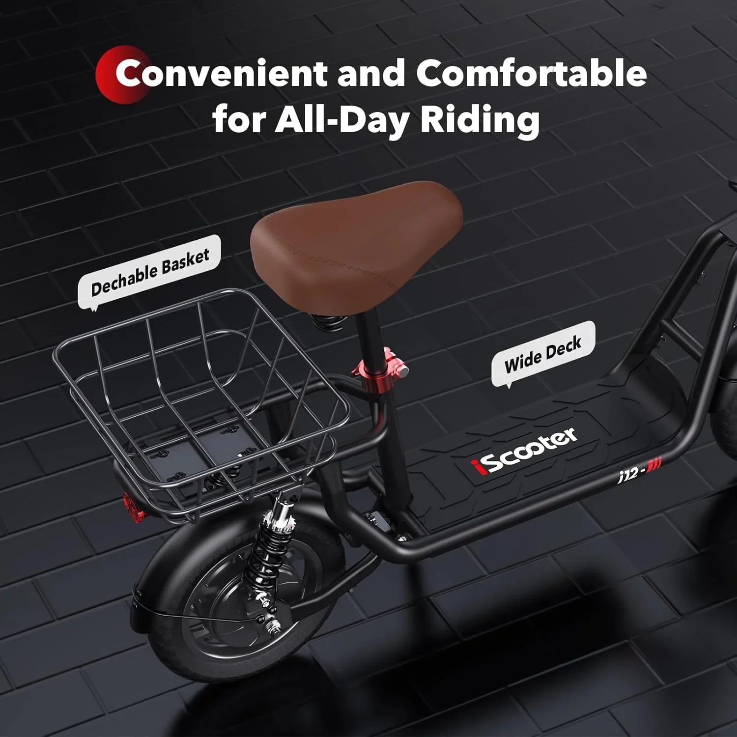 Trottinette électrique iScooter avec siège, autonomie de 60/34 km, vitesse de pointe de 45/39/25 km/h, double suspension avec panier