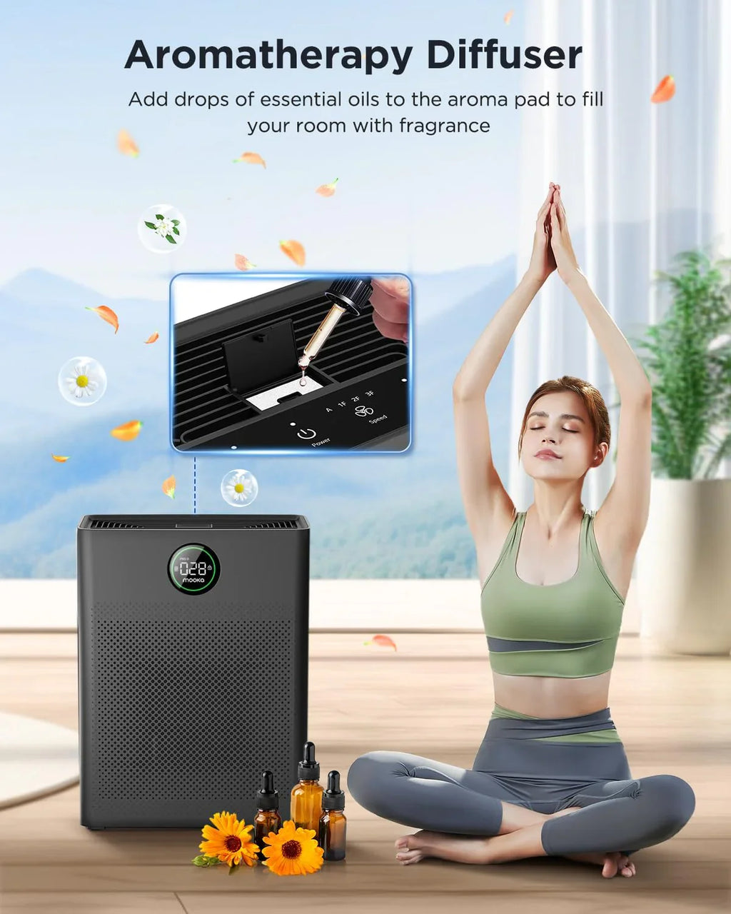 Purificateurs d'air pour la maison, grande pièce jusqu'à 2200 pi², purificateur d'air MOOKA pour animaux domestiques avec filtre lavable