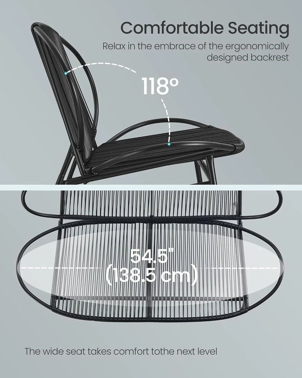 Canapé d'extérieur 2 places avec dossier en rotin synthétique