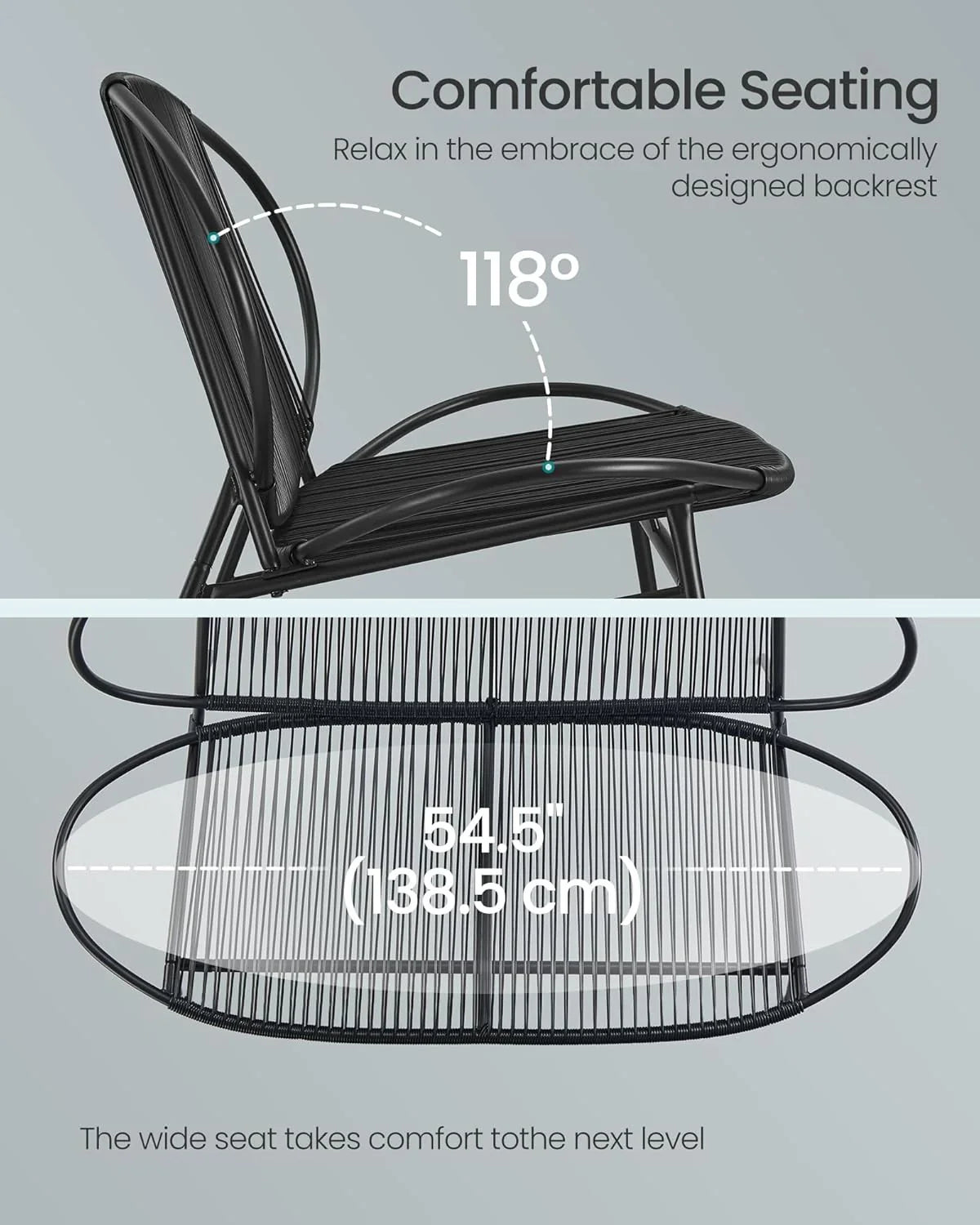 Canapé d'extérieur 2 places avec dossier en rotin synthétique