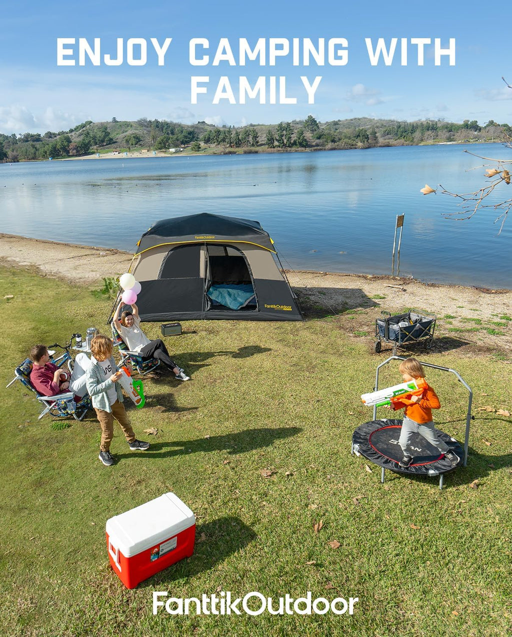 Tente de camping portable pour 4/6/8/10 personnes avec cabine instantanée et résistante à la pluie et au vent