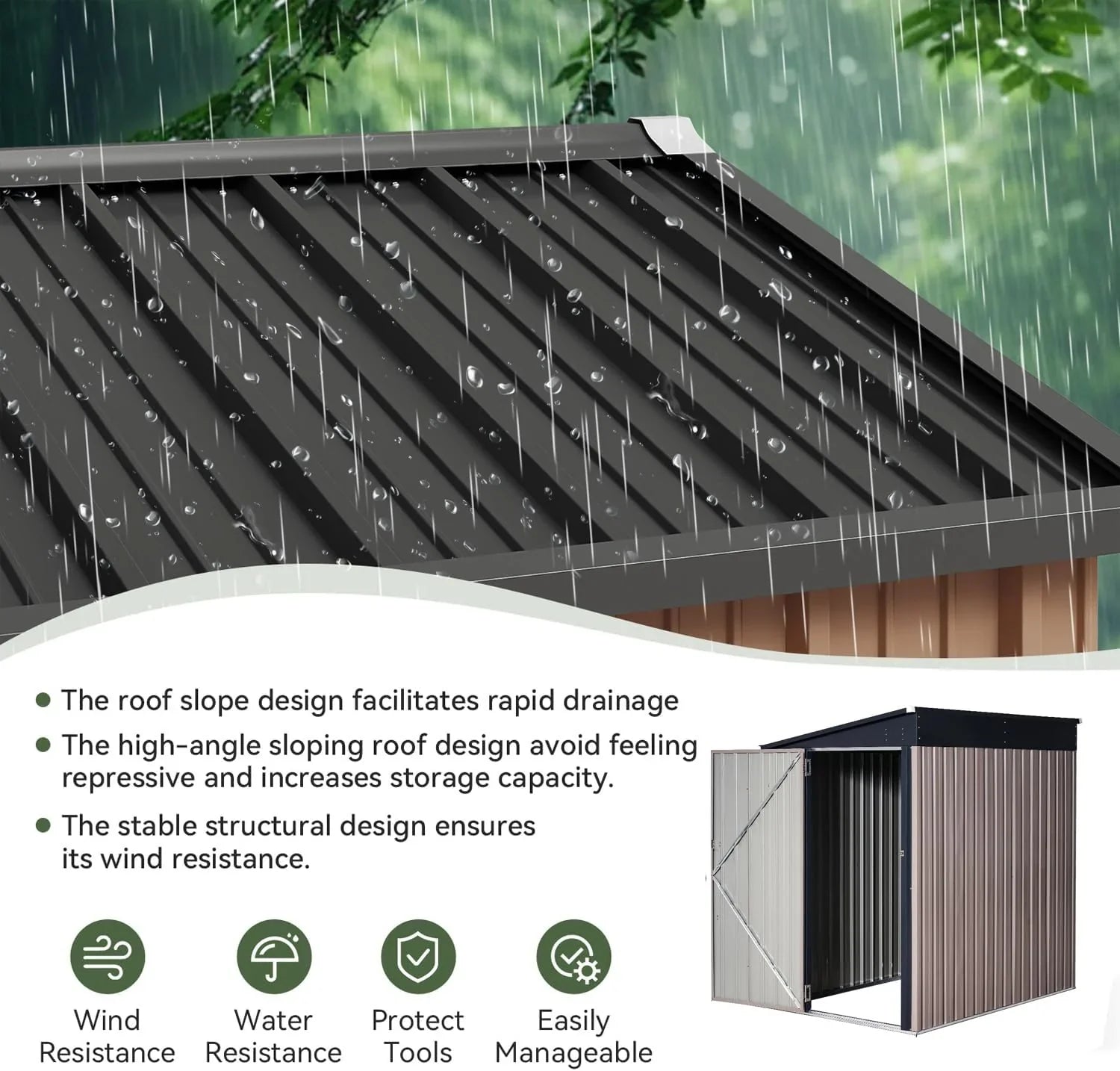 Abri de jardin extérieur Aoxun 6,2 x 4 pieds, abri de jardin en métal avec porte verrouillable et toit en pente, abri à outils, abri à vélos