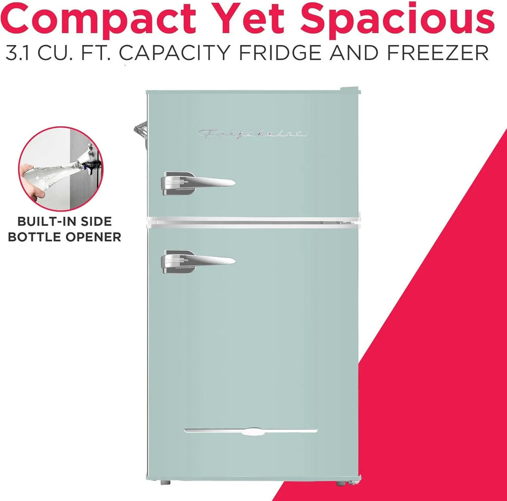Mini-réfrigérateur rétro Frigidaire avec congélateur et décapsuleur latéral