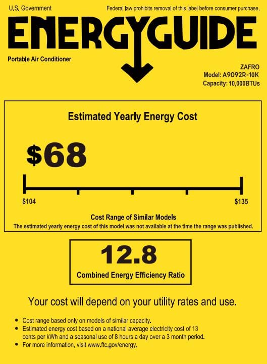 Climatiseurs portables ZAFRO 8 000 BTU, 4 modes, refroidissement rapide, économie d'énergie, télécommande, autonomie 24 h