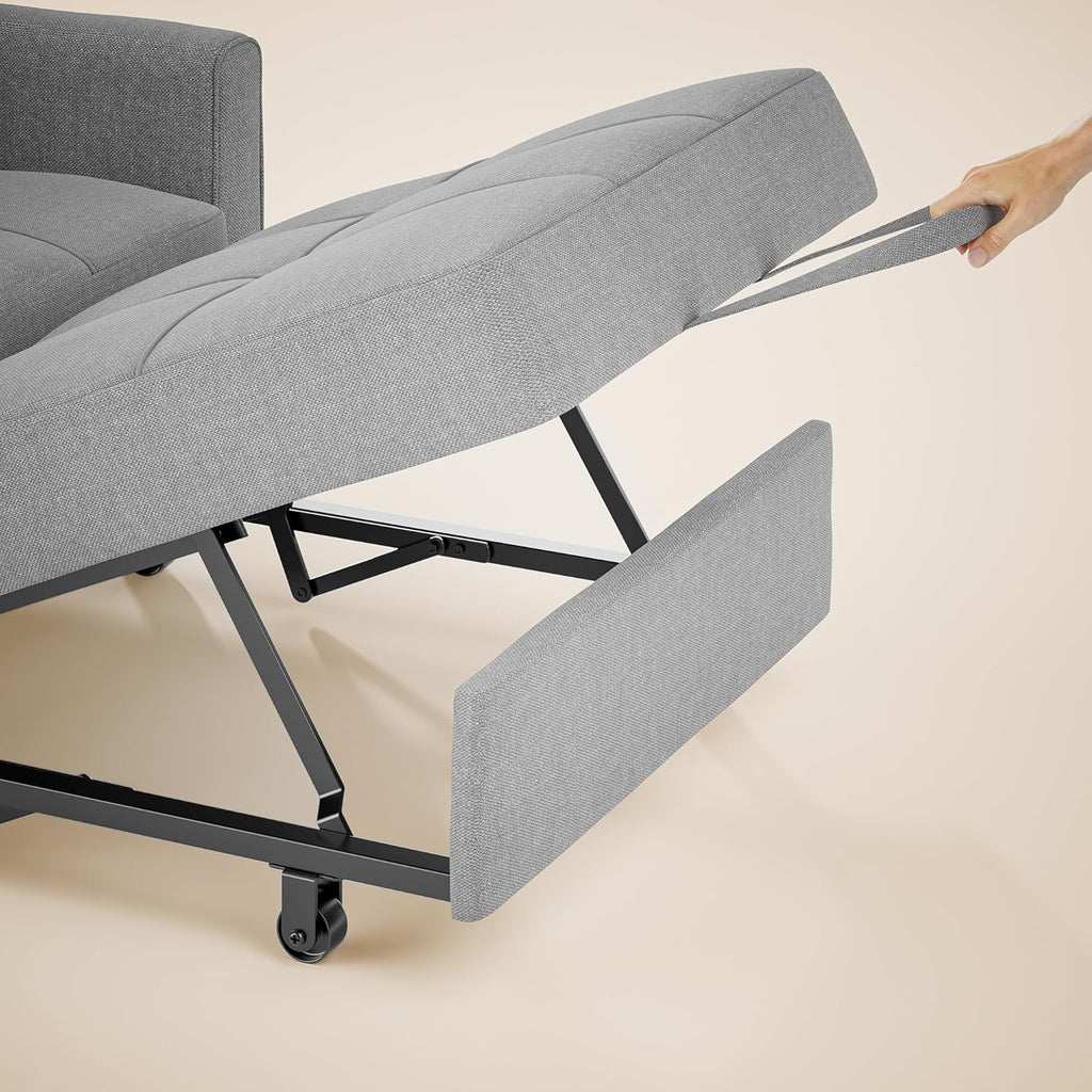 Canapé-lit convertible 3 en 1, convertible en lit simple gigogne avec dossier réglable, spacieux et multifonctionnel