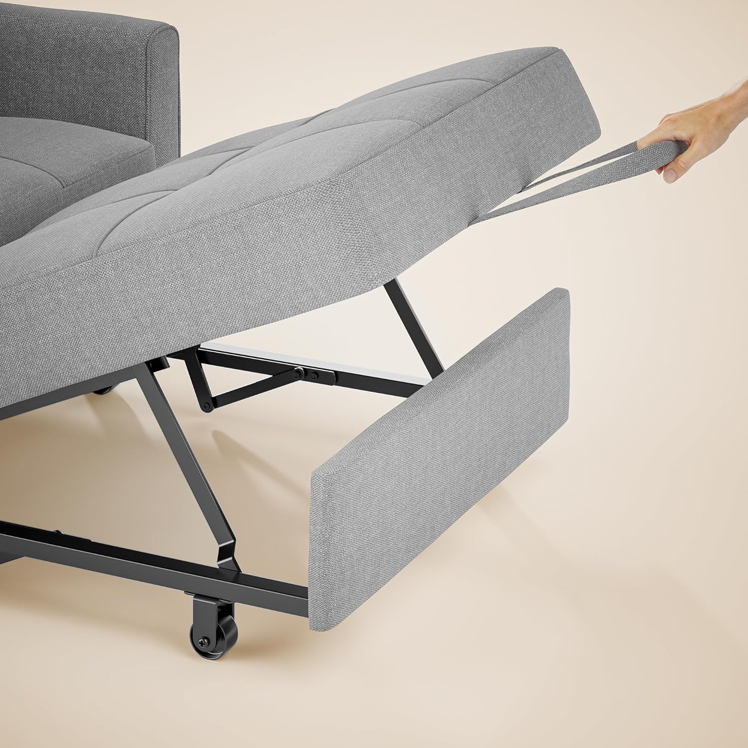 Canapé-lit convertible 3 en 1, convertible en lit simple gigogne avec dossier réglable, spacieux et multifonctionnel