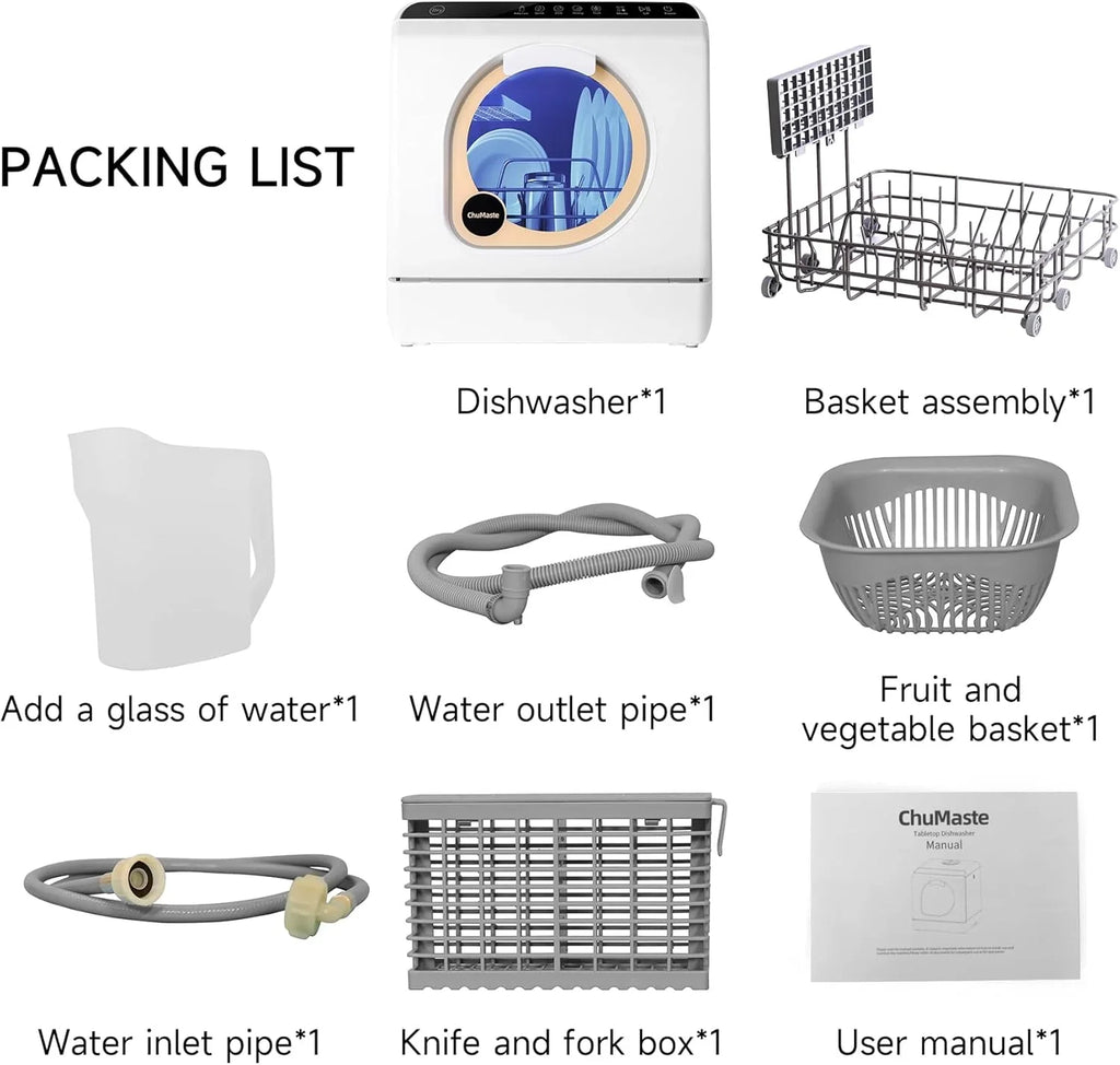 Mini lave-vaisselle de comptoir. Compact avec fonction séchage. Double bras gicleurs. Lave-vaisselle de comptoir portable.