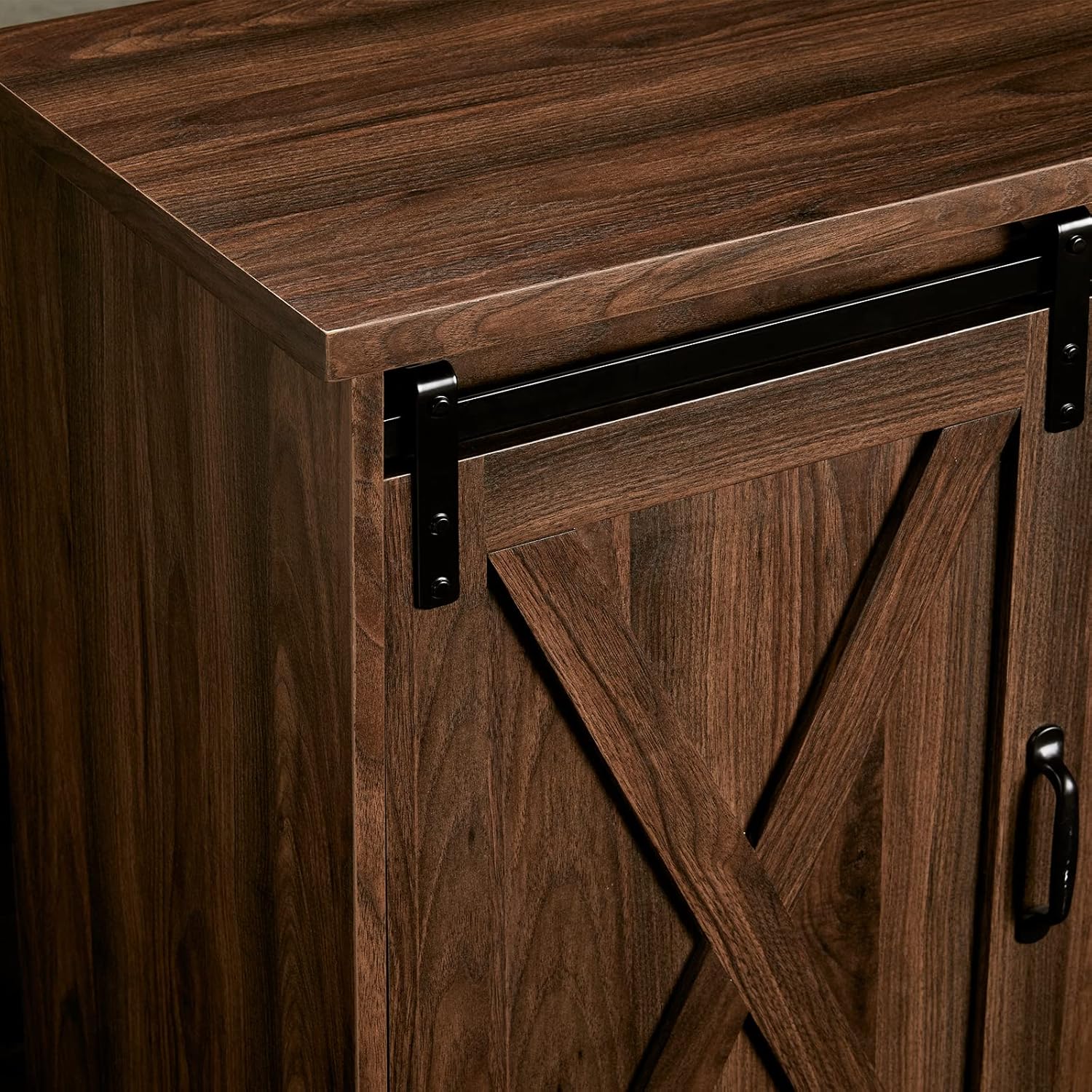 Meuble TV avec cheminée AMERLIFE et portes coulissantes style grange, compatible avec les téléviseurs jusqu'à 73 pouces, centre de divertissement avec cheminée de style ferme