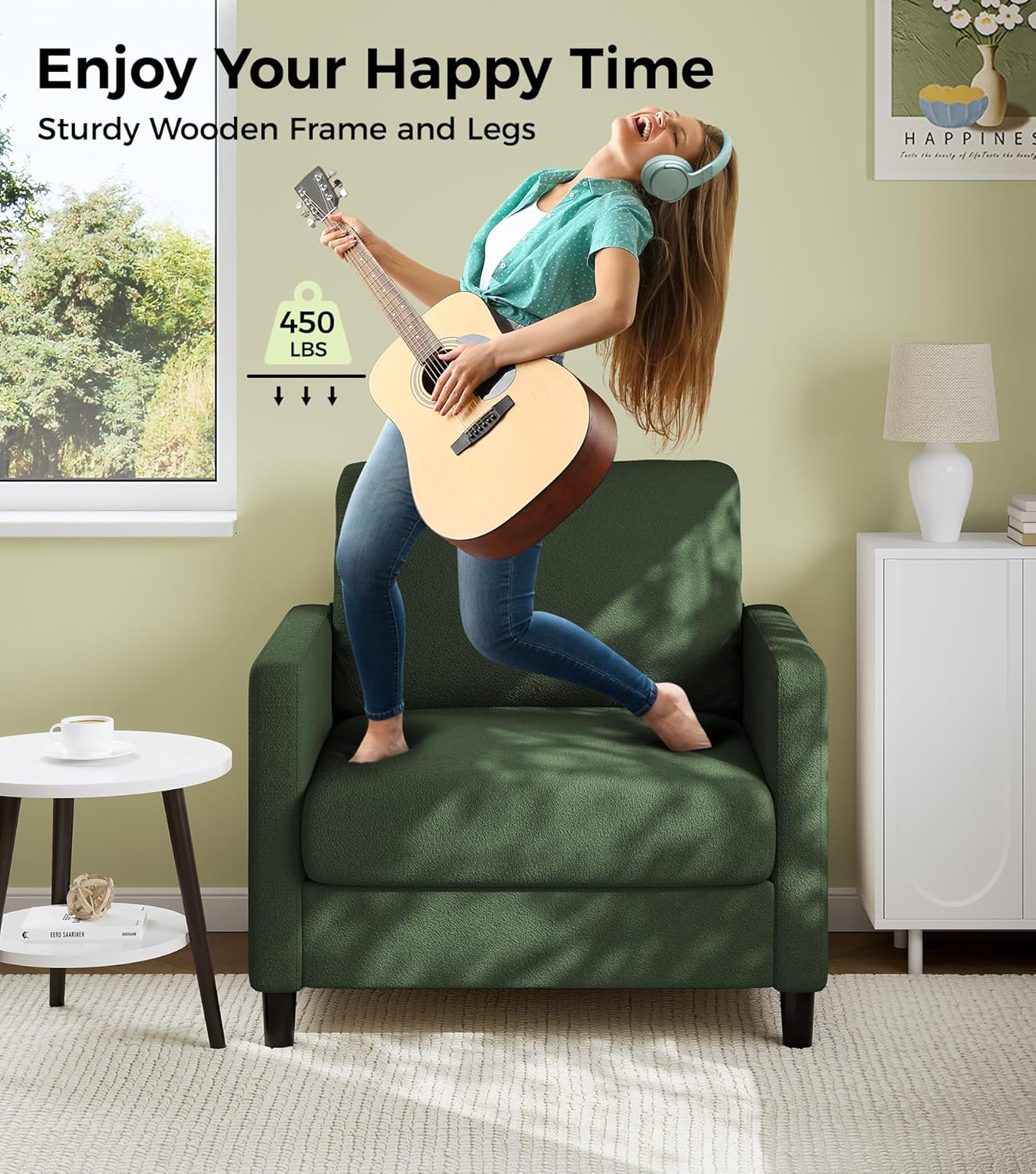 Causeuse de 51 pouces, causeuse confortable en velours côtelé