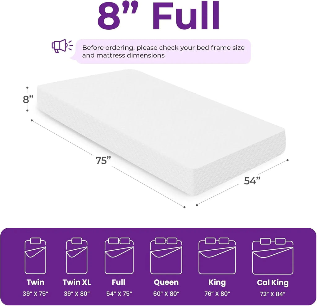 Matelas en mousse à mémoire de forme GAESTE de 8 pouces, entièrement rafraîchissant, matelas dans une boîte