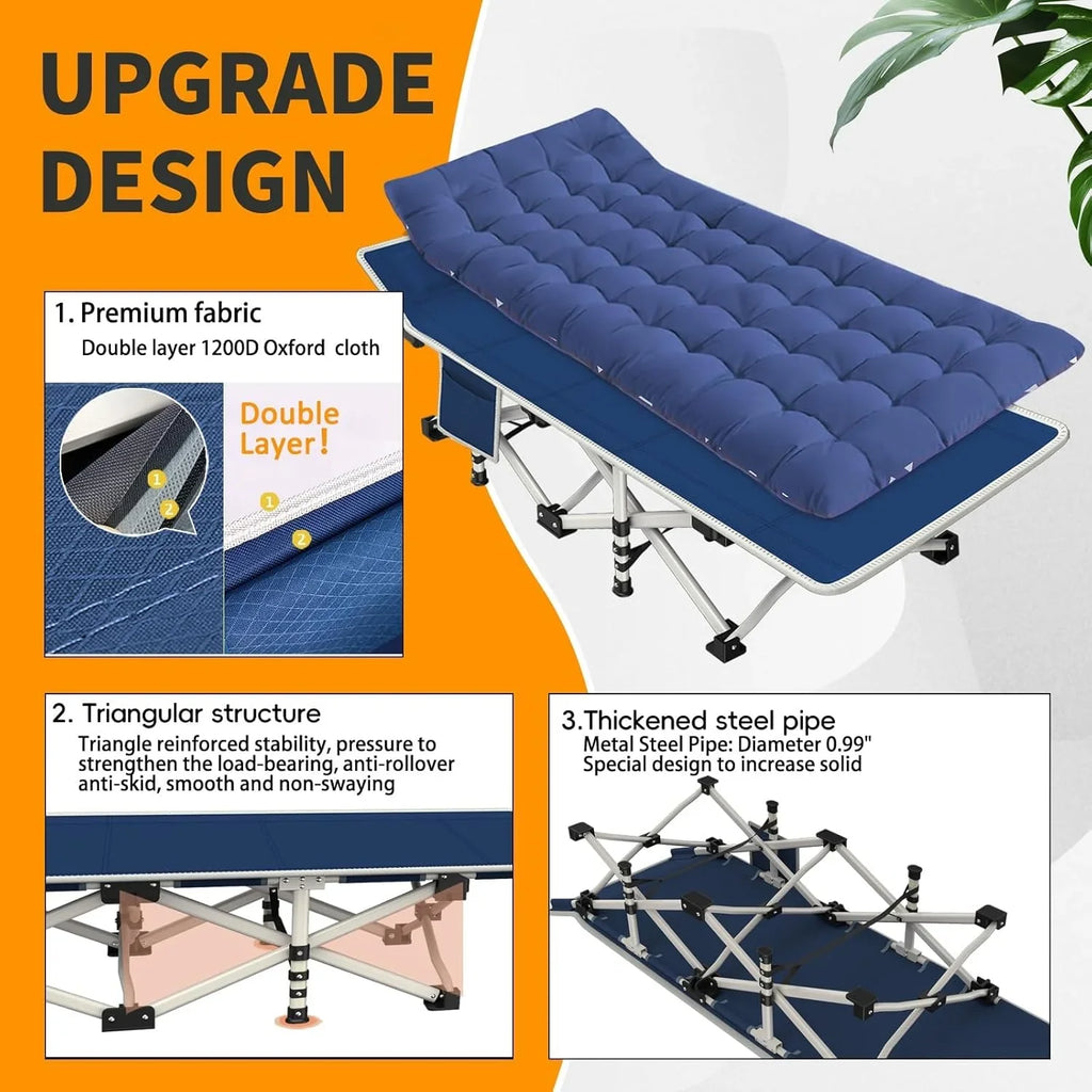 Lot de 2 lits de camp avec matelas, lit pliant confortable et robuste pour bébé