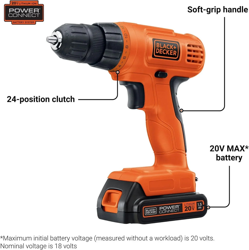 BLACK+DECKER 20V MAX POWERCONNECT Perceuse-visseuse sans fil Tournevis électrique